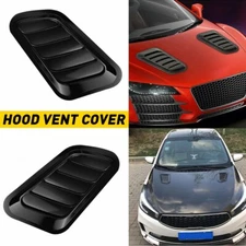 2pc Black Car Decorative Air Flow Intake Scoop Bonnet Simulation Vent Cover Hood