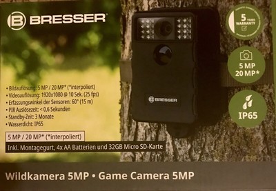  BRESSER WILD DETECTION AND GEME CAMERA 5MP WATER PROOF IP65, STANDBY 3MONTHS