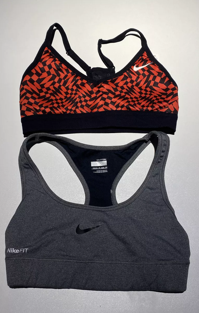 NIKE Pro Dri Fit Sports Bra Crop Tank Lot of 2 Geometric/Gray Size XS