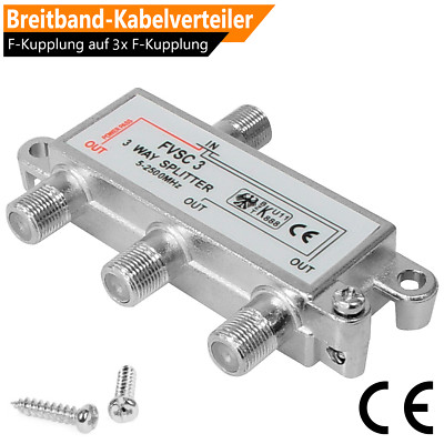 Breitband Kabel DVB-C Verteiler 3-Fach TV 5-2500MHz Weiche DVB-T2 Kabelfernseher