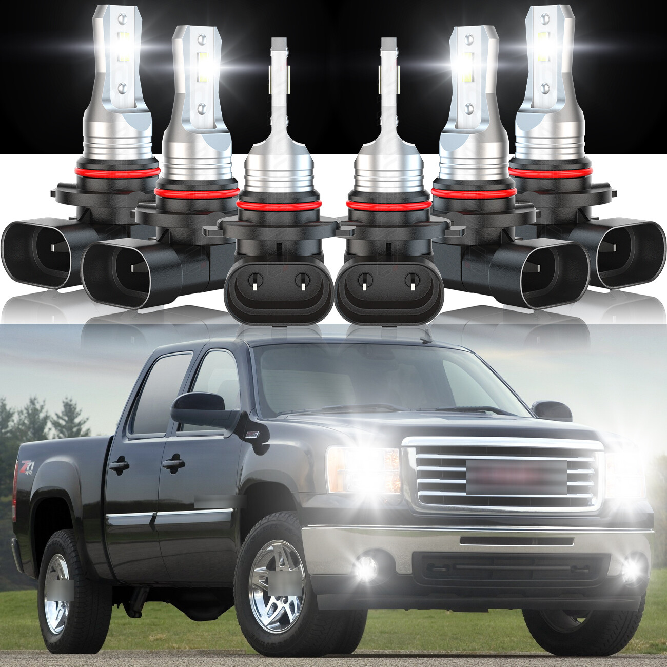 Car LED Headlight + Fog Lights Bulbs Combo For GMC Sierra 1500 3500 2003-2006