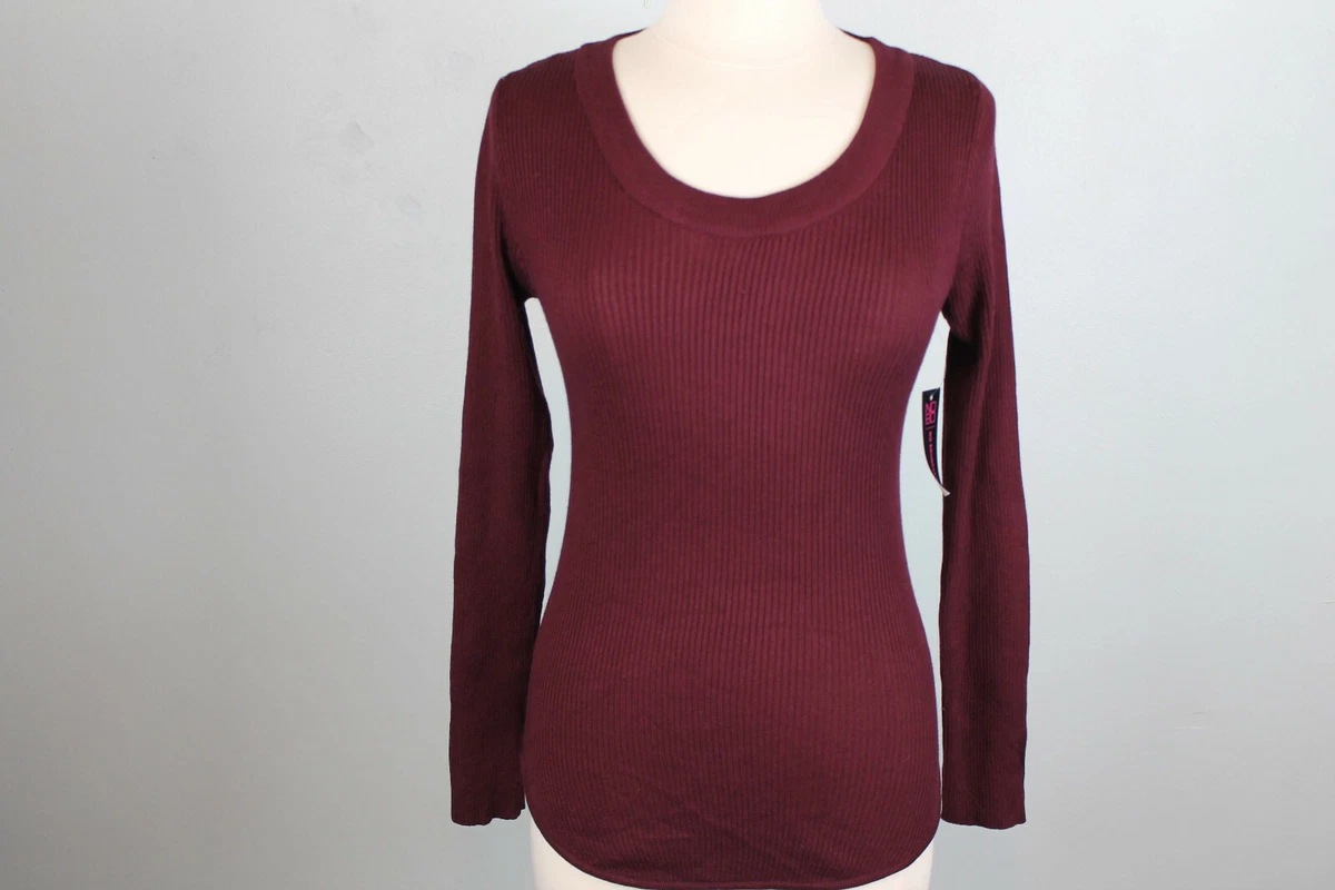 No Boundaries Women's Burgundy Brick Lace Up Back Knit Sweater Size M | eBay