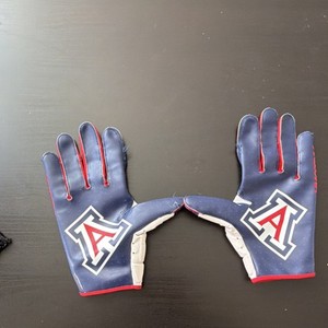 Nike Arizona Wildcats Football Gloves XL Blue Red White SFIA Certified Pair