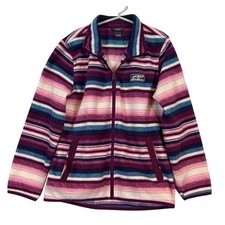 Eddie Bauer Kids Fleece Jacket M 10/12 Full Zip Striped Purple Pink Gorpcore