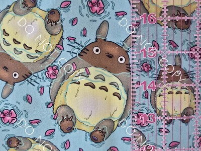 Custom 100% Cotton Woven Studio Ghibli Totoro Anime Water 1/4 Yard 9x56 Teal