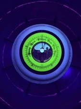 Vintage SELSI German Ship Wheel Barometer Vaseline Glass Dial Nautical Working