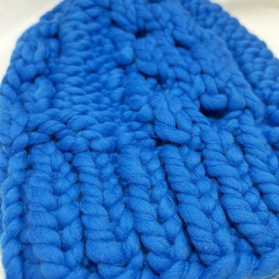 Free People Loopy Mango Chunky Knit Beanie Hat Blue Wool One  display picture 2