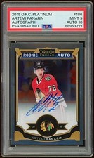 ARTEMI PANARIN 2015-16 OPC Platinum - On Card Rookie Autograph PSA MINT 9 POP 1 . rookie card picture