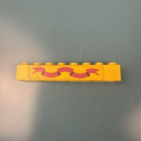 LEGO 1970s Classic Yellow Castle Brick 1 x 8 Pink Ribbon 3008pb006 For 6075 375