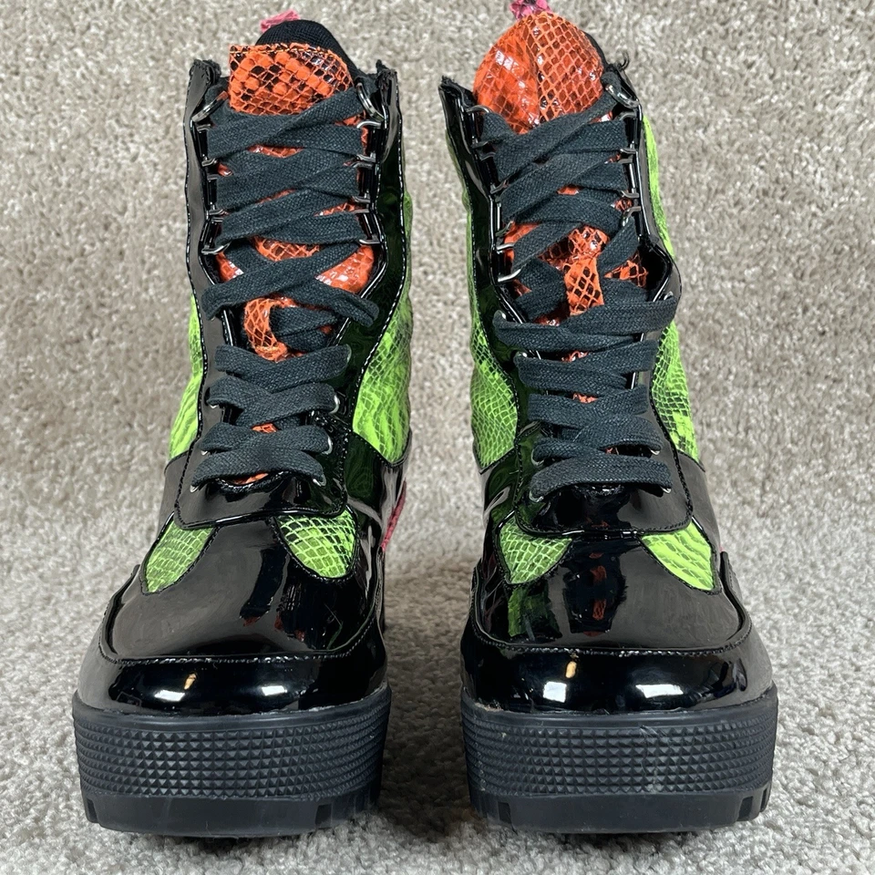 Боевые ботинки Cape Robbin Kingpin размер 7 черные неоновые змеиные на шнуровке коренастая зажимная подошва - Изображение 2 из 4