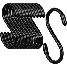 12pcs iron Metal S Hook Black Heavy Duty S Hooks Vinyl Coated S Hooks Kitchen