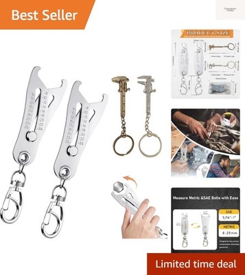 2PCS Portable Precise Thread Checker Keychain,Nut and Bolt Size Finder Keycha...