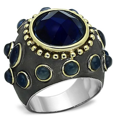 Women's Reverse Two-Tone Brass Reverse Two-Tone Ring Synthetic Glass Montana - A
