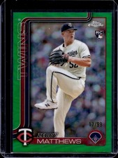2025 Topps Chrome LogoFractor Zebby Matthews RC Green Refractor #/99 Twins