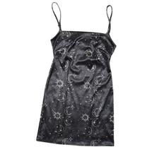 NEW Urban Outfitters Black Mini Dress Size S Sleeveless Stars Moons