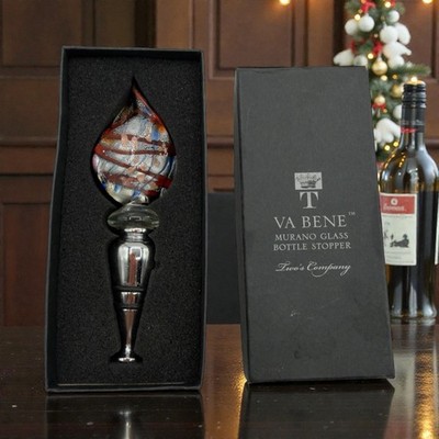 Va Bene Murano Art Glass Bottle Stopper Bar Wine Metallic Silver Twos Company