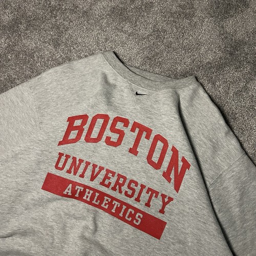 Vintage 90s Team Nike Boston University Center-Swoosh Crewneck Sweatshirt Large