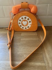 TELEPHONE HANDBAG TELEPHONE BAG QUIRKY KITSCH COSPLAY RETRO BRIGHT ORANGE VGC