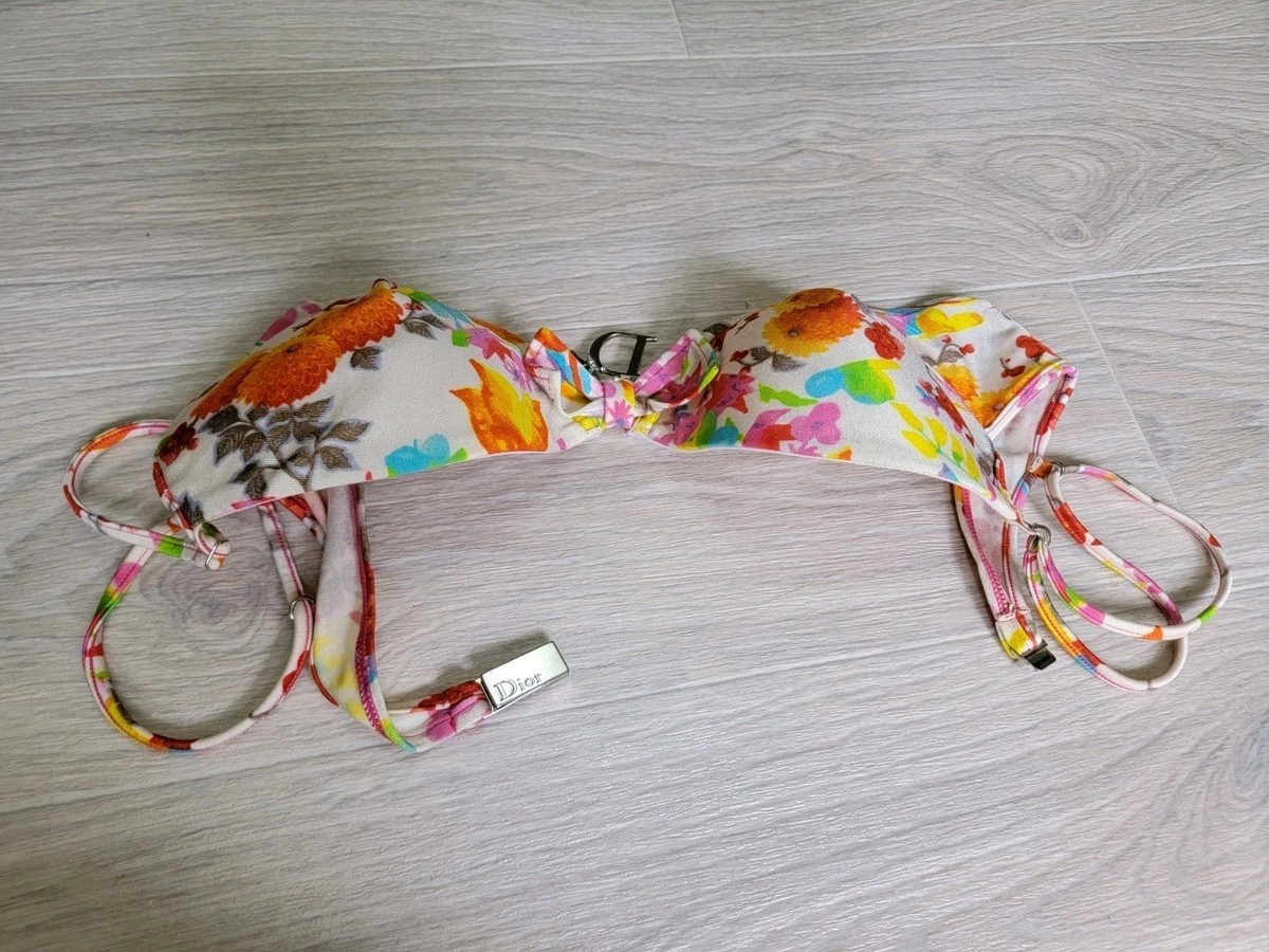 Christian Dior Galliano 2000's Swimwear Bikini Top Sz US 36 Floral