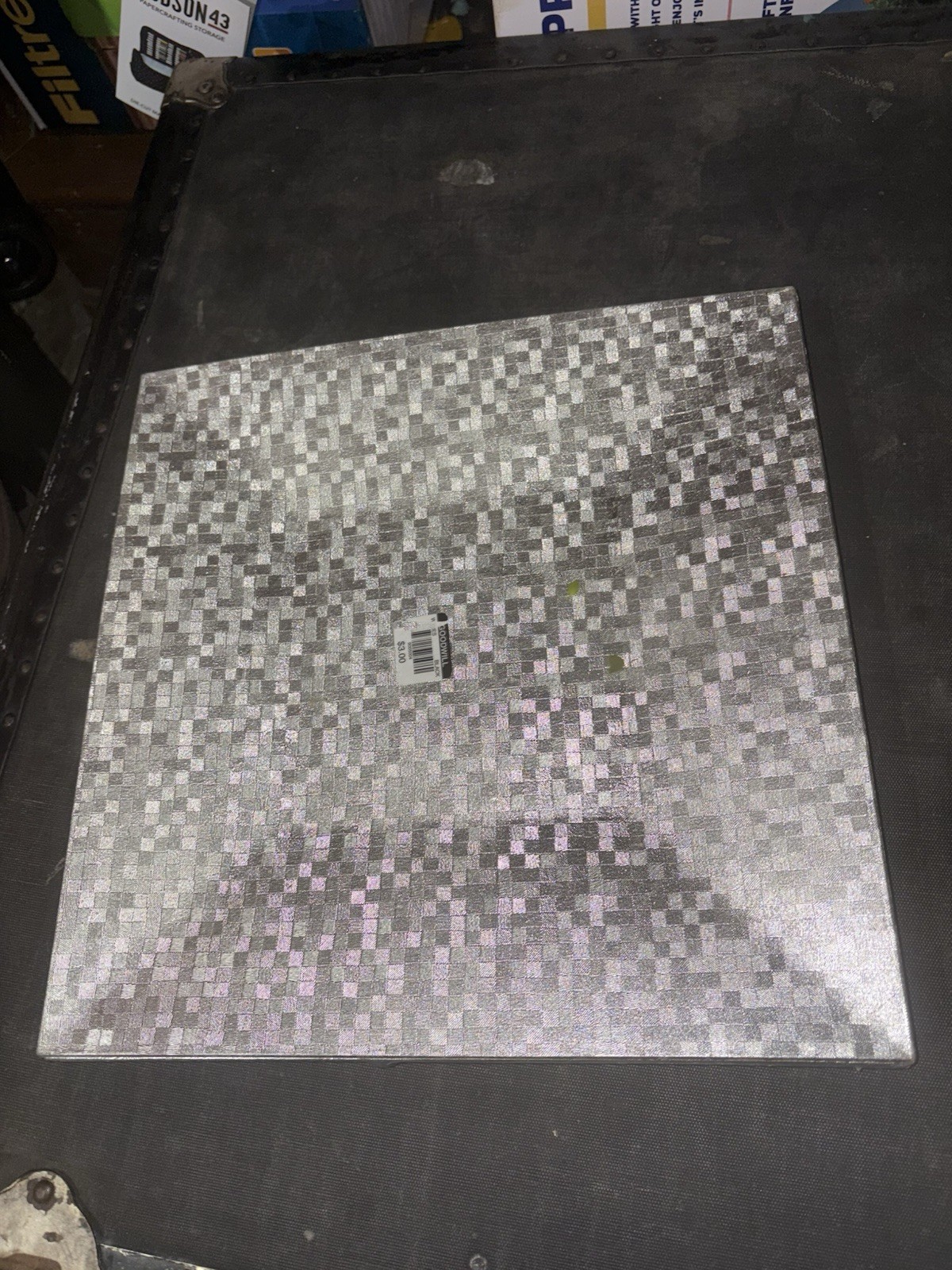 3 Square Silver Glitter Prism Plate Chargers, Set of 3 20” Each New