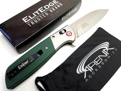 G10 Crossbar Lock Pocket Knife Flipper Blade Green Ambidextrous Lefty-Friendly
