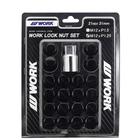 WORK 20pcs Lug&Lock Nut Set 21HEX M12x1.25 Black Genuine Parts