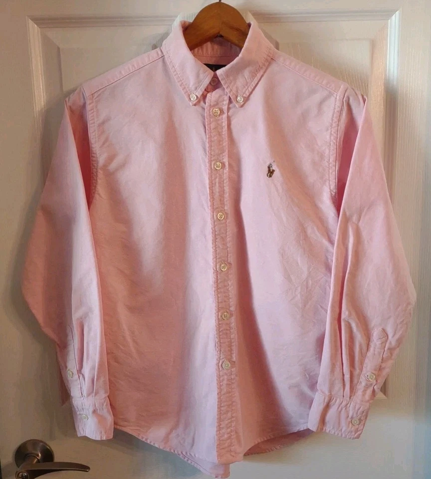 Camisa Polo Ralph Lauren Rosa Abotonada Juvenil Talla 14 Grande Foto 2 de 4