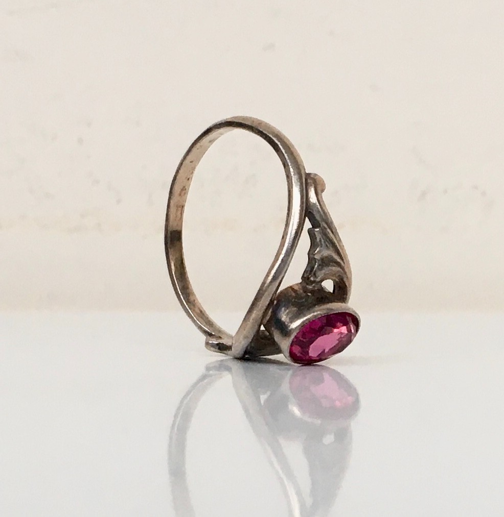 Ring № 77 Vintage Soviet Red Ruby Ring Silver Rin… - image 11