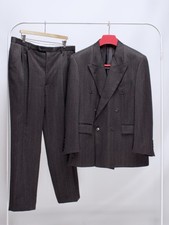 YSL Yves Saint Laurent Double Breasted Vintage Gray Suit Mens Size IT 56S