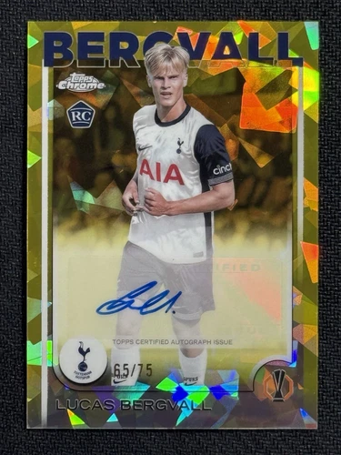 2024-25 Topps Chrome Sapphire UEFA Lucas Bergvall RC Rookie Yellow Auto /75