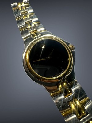 Movado Black Museum Black Dial Two Tone Mens Quartz 36mm Watch 81.E2.887.2