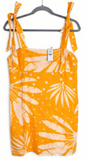 Express womens medium linen cotton yellow sun dress spring summer vacation