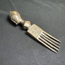 Vintage 8 African Tribal Hand Carved Hair Pick Comb Afro Wood Rare