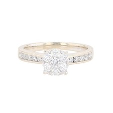 .69ctw Round Cut Diamond Halo with Accents Engagement Ring 14k White Gold Size 7