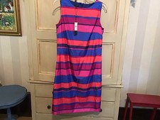 Talbots Sleeveless Multicolored Striped Sateen Dress 10 NWT