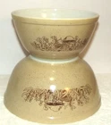 Vint 1981-86 Pyrex Forest Fancies Mushroom Mixing Bowls 402 (1.5 L) & 403 (2.5L)