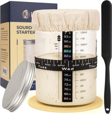 Sourdough Starter Jar Kit - 47 Oz Large Wide Mouth Bread Starter Jar with Feedin