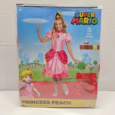 Mario PRINCESS PEACH Kids Halloween Costume Dress - Child Size 4-6 Small - NEW