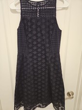 Tory Burch Navy Crochet Lace A-Line Dress Sleeveless Size 2