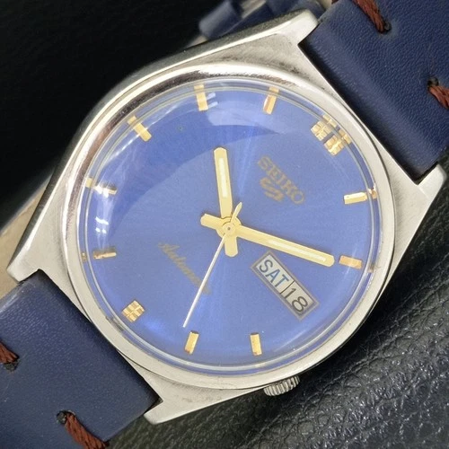 VINTAGE SEIKO 5 AUTOMATIC 7009A JAPAN MENS BLUE COLOR DIAL WATCH a433201-a