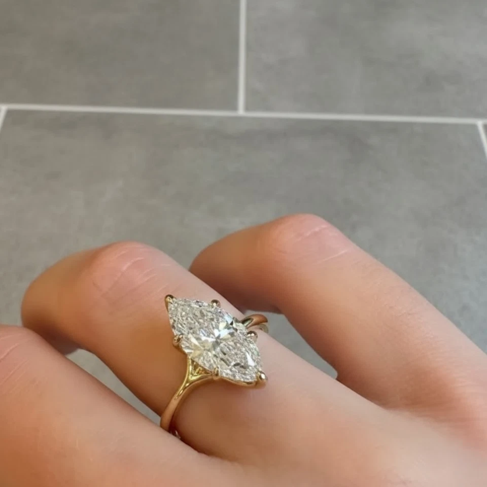 Women's Engagement Ring, 2 Carat Marquise, Lab Grown Diamond, 14K Yellow Gold - Image 4 of 4