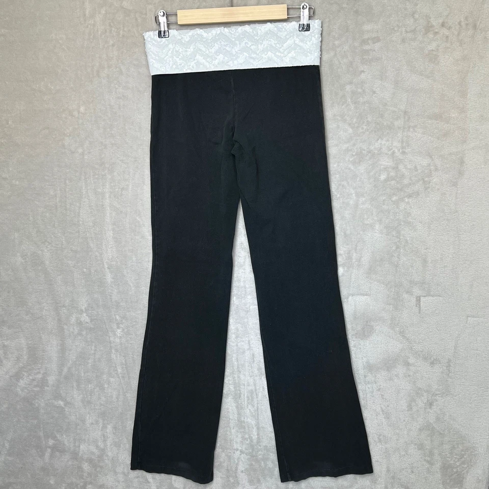 Pantalones de yoga ROSA Victoria’s Secret 2012 lentejuelas pequeñas Chevron cintura plegable Y2K Foto 2 de 4