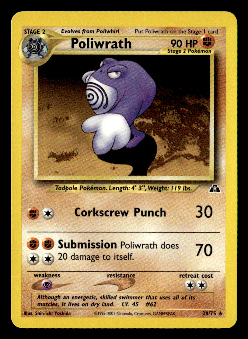 Poliwrath (28) Rare Unlimited Neo Discovery 28/75 LP Pokémon TCG