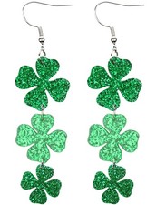 St Patricks Day Green Shamrock Clover Earrings for Women, Good Normal,