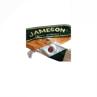 Jameson Irish Whiskey Scarf Green White Orange Tri-Color Knit Fringe St Patricks