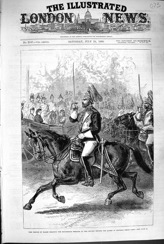 Original Old Antique Print 1880 Prince Wales HousehBrigade Queen Windsor Park