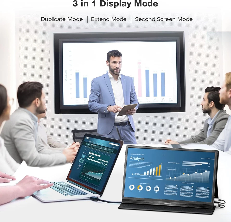 New 15.6"1080P Portable Monitor IPS Display External Monitor for Laptop USB C - Image 2 of 4