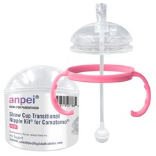 Straw Sippy Cup Transitional Nipple Kit for Comotomo Baby Bottles, 5 oz and 8 oz