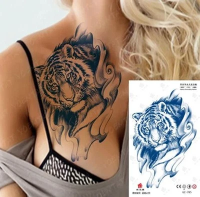 QUEEN OF ENVY Tiger SEMI PERMANENT Temporary Tattoos Long Lasting Womens Mens Body Waterproof