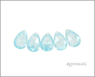 Cubic Zirconia Flat Briolette Beads 6x9mm Light Swiss Blue